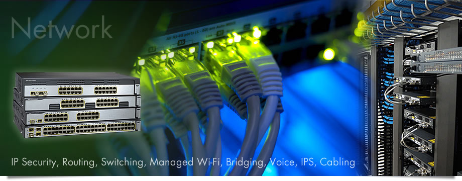 Network: IP Security, Routing,Switching, Managed Wi-Fi, Bridging, Voice, IPS, Cabling
